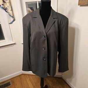 Karen Scott Woman Blazer 24W Plus Size‎ Brown Black Patterned Career Jacket